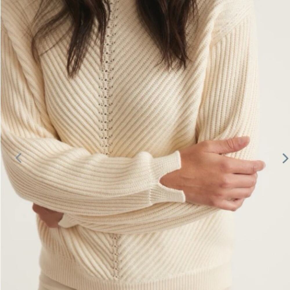 NWT Marine Layer Skylar Ivory Wool Blend Turtleneck Sweater Size Large